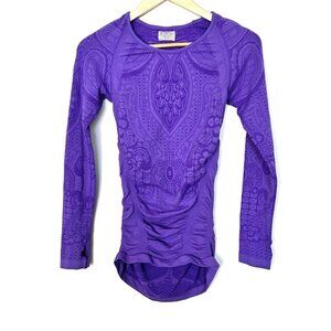 Athleta Royal Purple Stretch Knit Long Sleeve Running Tee Size Medium Activewear
